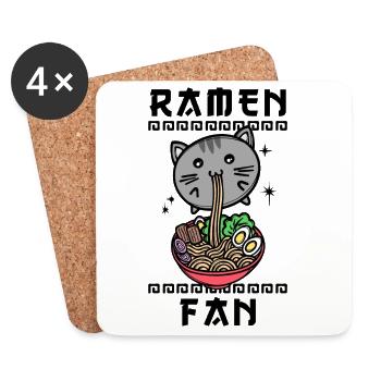 Ramen Japan Japanisch Manga Anime Statement Katze - Untersetzer (4er-Set) - Weiß - Vorne