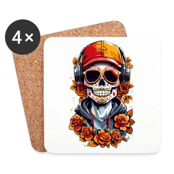 Sugar Skull - Coasters (set of 4) - white - Front