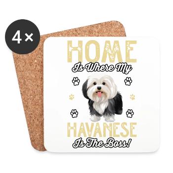 La maison, c’est là où mon bichon havanais est le chef - Dessous de verre (lot de 4) - blanc - Devant
