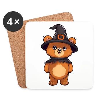 Cute Halloween bear with witch hat. - Coasters (set of 4) - white - Front