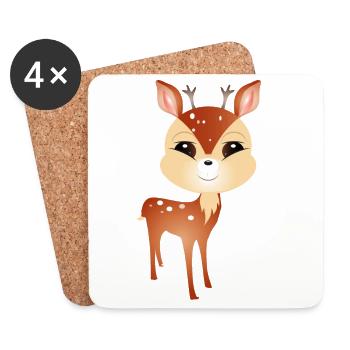 cute little roebuck with big antlers - Coasters (set of 4) - white - Front