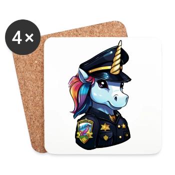 Police de la licorne - Dessous de verre (lot de 4) - blanc - Devant