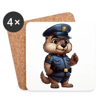 Groundhog Policière - Dessous de verre (lot de 4) - blanc - Devant
