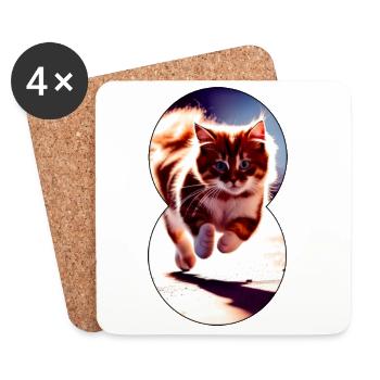 Running cat 8 - Coasters (set of 4) - white - Front