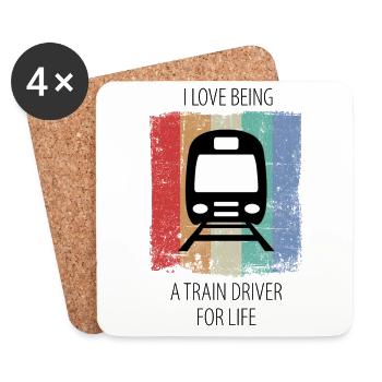 Train Railway Railway workers Trains Train drivers - Coasters (set of 4) - white - Front