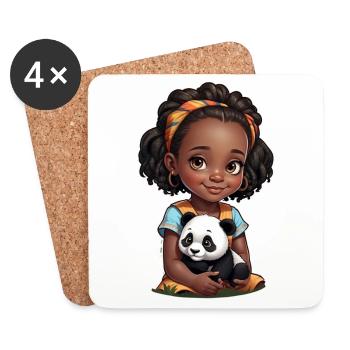 Idée Cadeau Panda Enfant - Dessous de verre (lot de 4) - blanc - Devant
