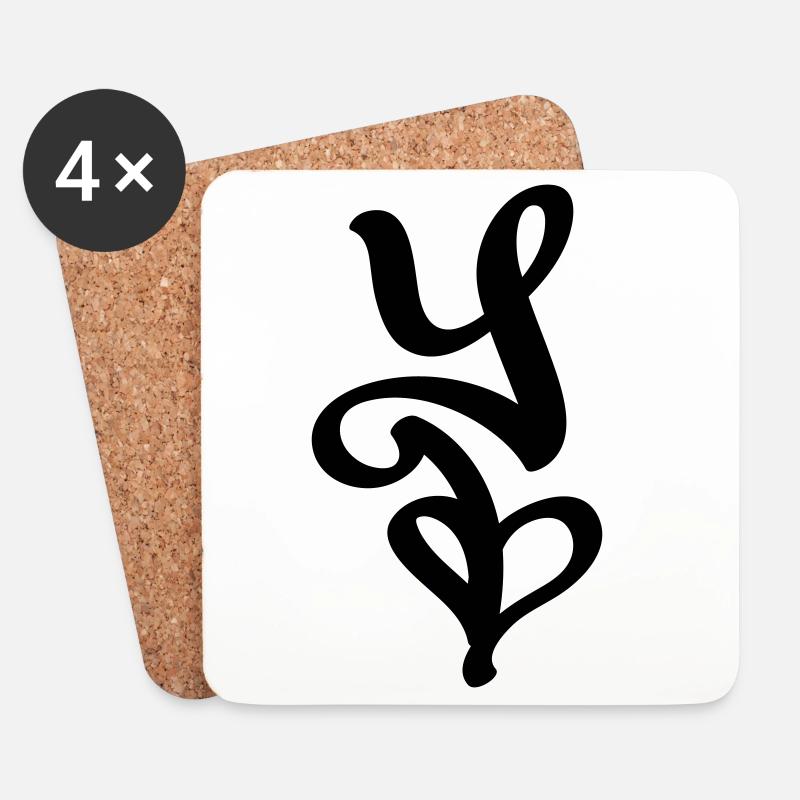 dfyl Signature Letter Y - Untersetzer (4er-Set) - Weiß