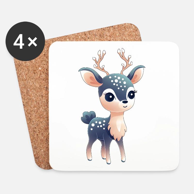 Söt liten magisk julkalv - Underlägg (4-pack) - vit
