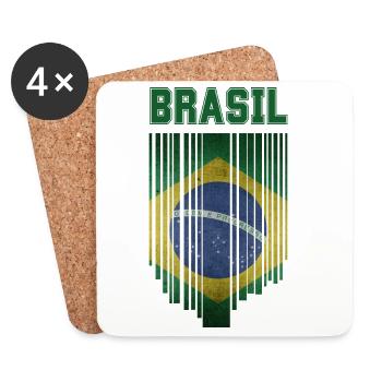 Brazilian flag, Brazilian pride - Coasters (set of 4) - white - Front