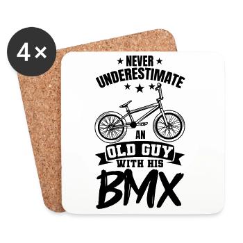 Ne sous-estimez jamais un vieil homme avec le BMX - Dessous de verre (lot de 4) - blanc - Devant