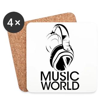 monde de la musique icône casque musicien graphique - Dessous de verre (lot de 4) - blanc - Devant