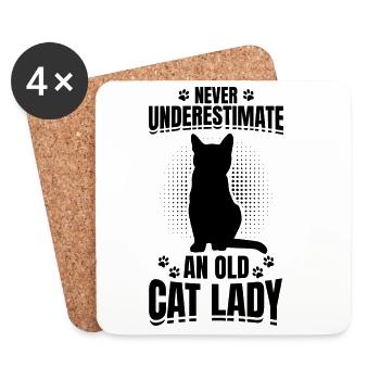 Katze Oma - Untersetzer (4er-Set) - Weiß - Vorne