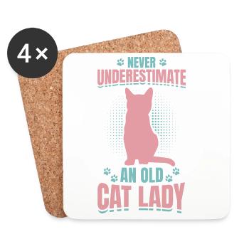 Never Underestimate An Old Cat Lady - Coasters (set of 4) - white - Front