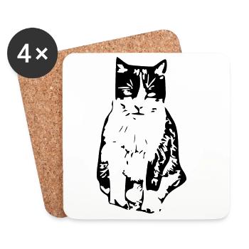 Cat black - Coasters (set of 4) - white - Front