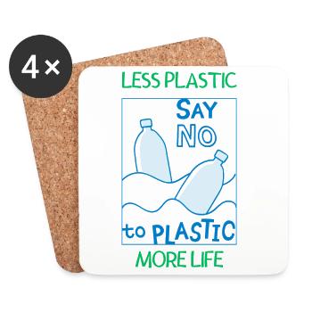 Less plastic – more life - Coasters (set of 4) - white - Front