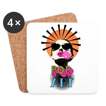 Pop Art Woman - Coasters (set of 4) - white - Front