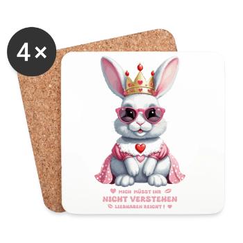 Süße Hasen Königin - Untersetzer (4er-Set) - Weiß - Vorne