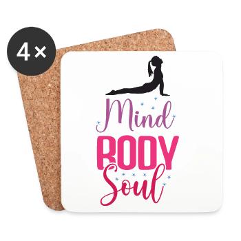 Yoga – Mind Body Soul - Coasters (set of 4) - white - Front