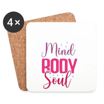Yoga - , Corps, Âme - Dessous de verre (lot de 4) - blanc - Devant
