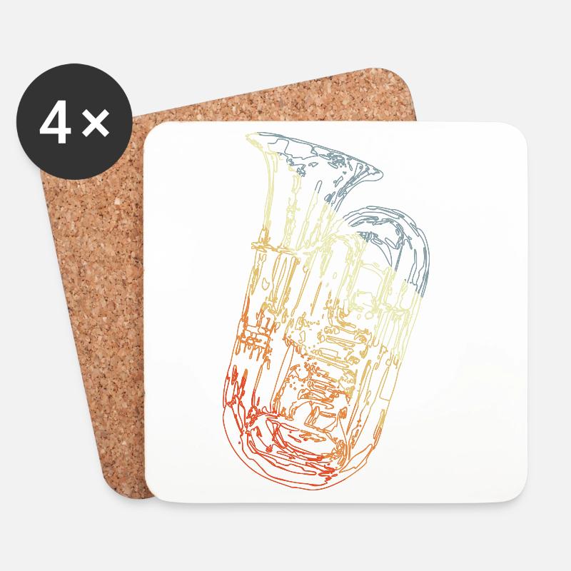 Tuba - Untersetzer (4er-Set) - Weiß