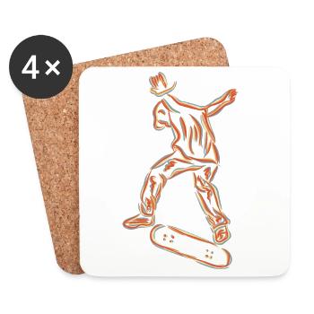 Skater Skizze - Untersetzer (4er-Set) - Weiß - Vorne