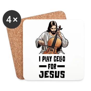 Je joue du violoncelle pour Jésus - Dessous de verre (lot de 4) - blanc - Devant