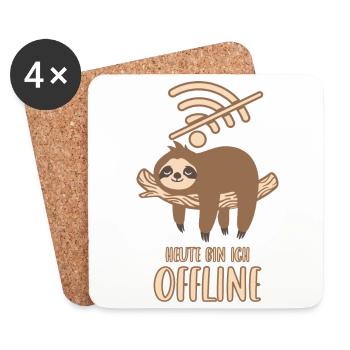 Heute bin ich Offline - Untersetzer (4er-Set) - Weiß - Vorne