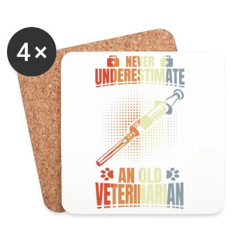 Never underestimate an old vet - Coasters (set of 4) - white - Front