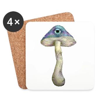 Einäugiger Regenbogenpilz - Untersetzer (4er-Set) - Weiß - Vorne