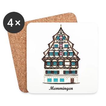 Memmingen, Schwaben, Bayern, Deutschland - Untersetzer (4er-Set) - Weiß - Vorne
