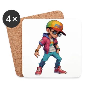 Cooler junger Teenager - Untersetzer (4er-Set) - Weiß - Vorne