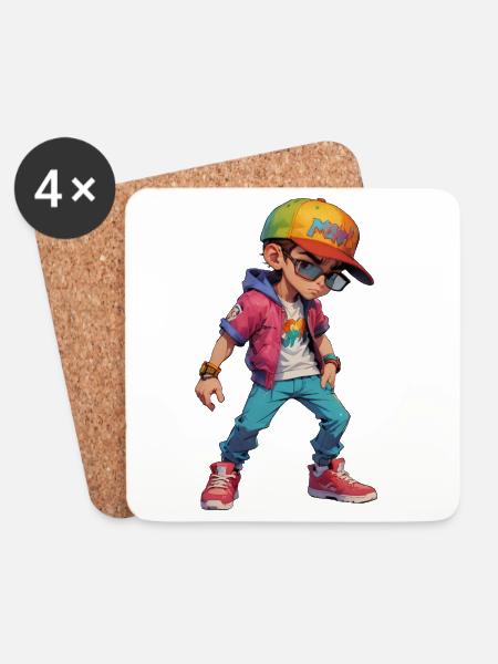 Cooler junger Teenager - Untersetzer (4er-Set) - Weiß