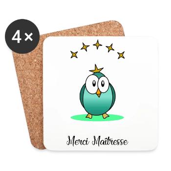 MAITRE. MAÎTRESSE. MERCI. MERCI MAÎTRESSE - Dessous de verre (lot de 4) - blanc - Devant