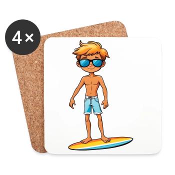 Cooler junger Surfer Dude Boy - Untersetzer (4er-Set) - Weiß - Vorne
