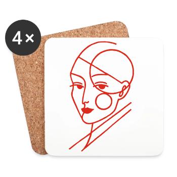 Red Geometric Human - Coasters (set of 4) - white - Front
