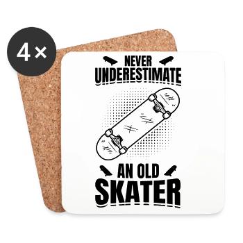 Papy patineur - Dessous de verre (lot de 4) - blanc - Devant