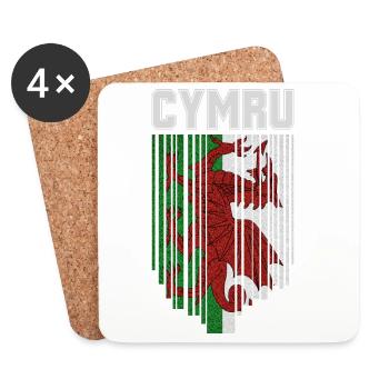 Drapeau du Pays de Galles, fierté galloise - Dessous de verre (lot de 4) - blanc - Devant
