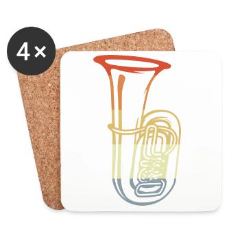 Dessin de tuba vintage - Dessous de verre (lot de 4) - blanc - Devant