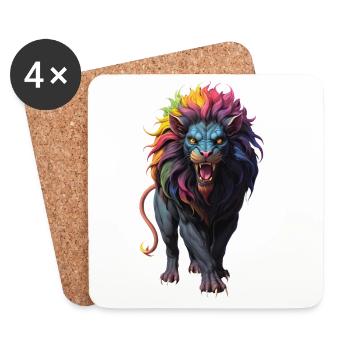 Multicolored Lion - Coasters (set of 4) - white - Front
