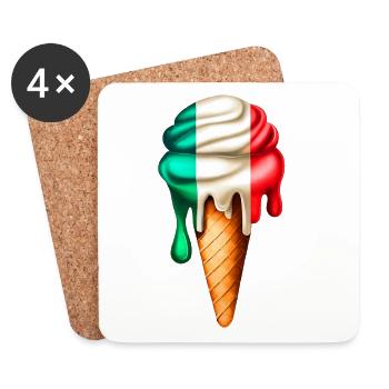 Cornet de glace Italie - Dessous de verre (lot de 4) - blanc - Devant