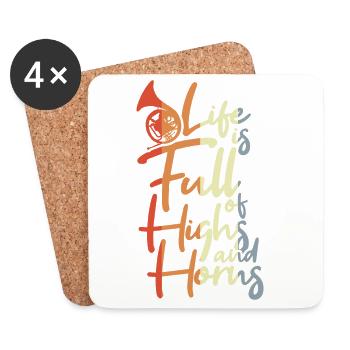 Life Is Full of Highs and Horns - Coasters (set of 4) - white - Front