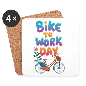 Design der Feier zum Tag des Fahrrads zur Arbeit - Untersetzer (4er-Set) - Weiß - Vorne