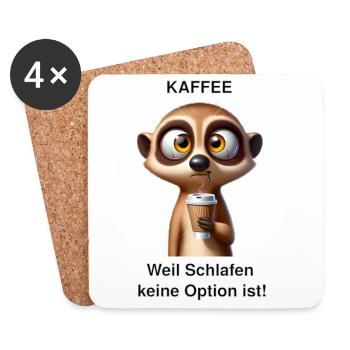 Müdes Erdmännchen mit Kaffee - Untersetzer (4er-Set) - Weiß - Vorne