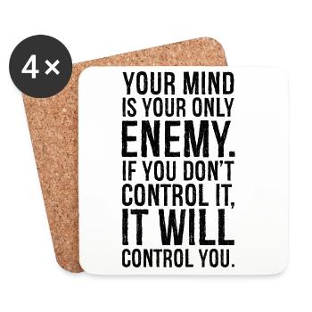your mind is your only enemy funny - Dessous de verre (lot de 4) - blanc - Devant