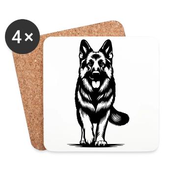 German Shepherd - Coasters (set of 4) - white - Front