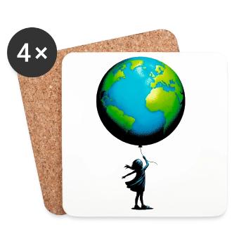 Planète Terre - Dessous de verre (lot de 4) - blanc - Devant