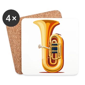Tuba Graphique - Dessous de verre (lot de 4) - blanc - Devant