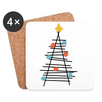 Farbenpunkt Baum Minimalismus - Untersetzer (4er-Set) - Weiß - Vorne