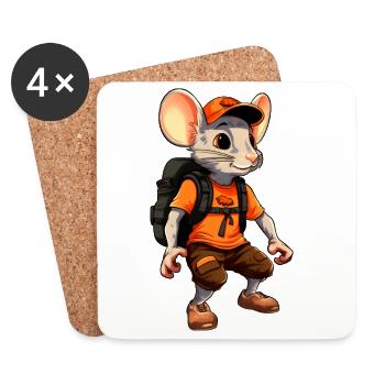 Rat Alpiniste / Rat de randonnée - Dessous de verre (lot de 4) - blanc - Devant