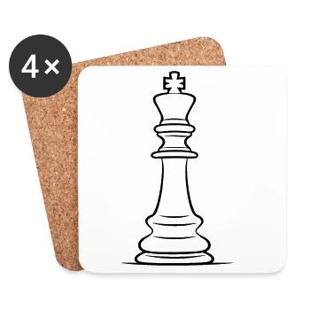 Dessin de pièces d’échecs - Dessous de verre (lot de 4) - blanc - Devant